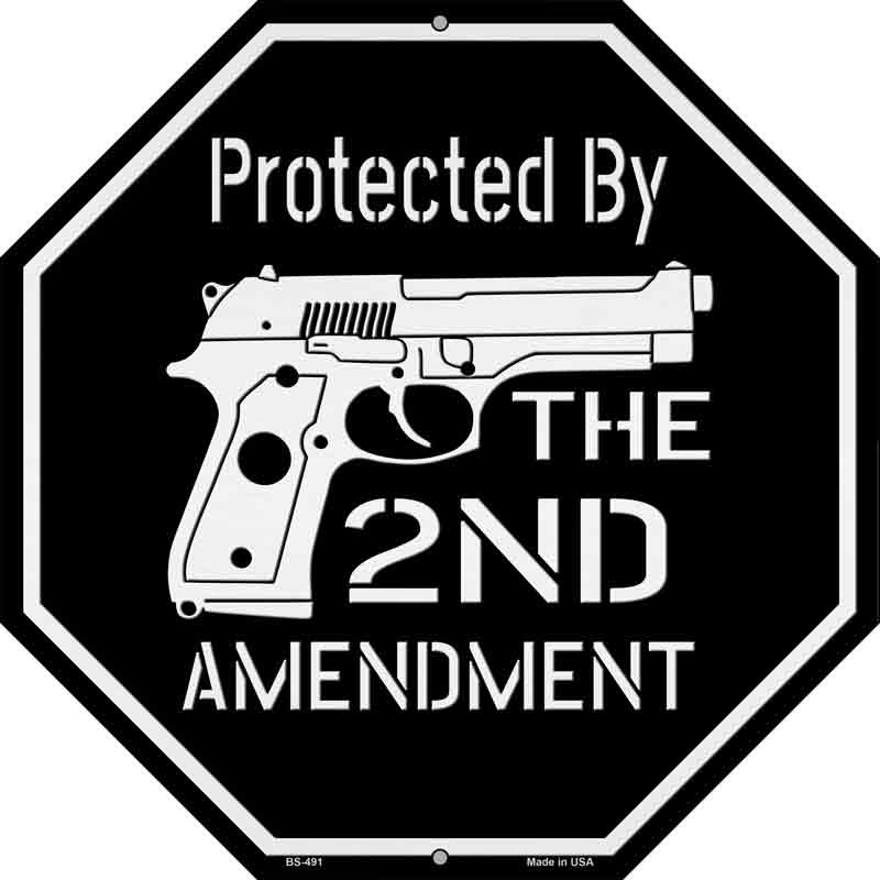 Protected By The 2nd Amendment Gun Wholesale Novelty Metal Octagon Sign