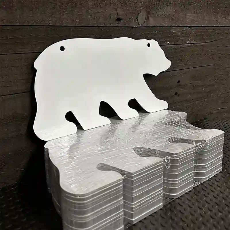 BULK-BR-000 White Dye Sublimation 6" x 11.5" Novelty Metal Bear Tag 100 pc