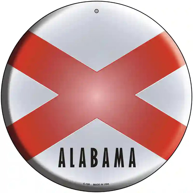 Alabama State Flag Metal Circular Sign 12" (C)