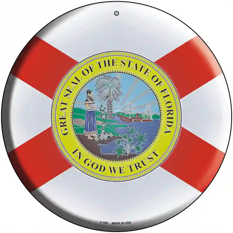 Florida State Flag Metal Circular Sign 12" (C)