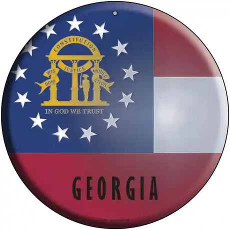 Georgia State Flag Metal Circular Sign 12" (C)