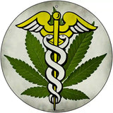 Cannabis Caduceus Novelty Metal Circular Sign 12" (C)