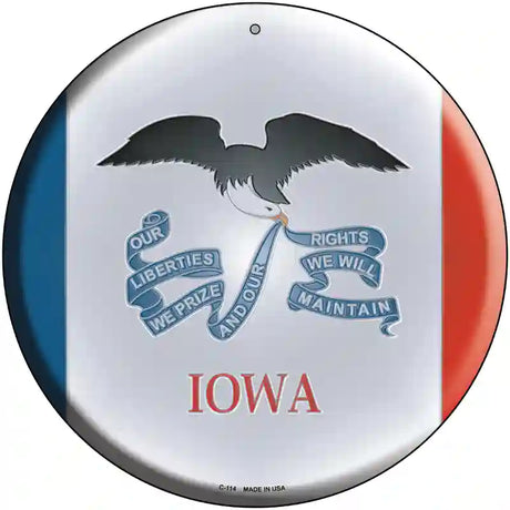 Iowa State Flag Metal Circular Sign 12" (C)