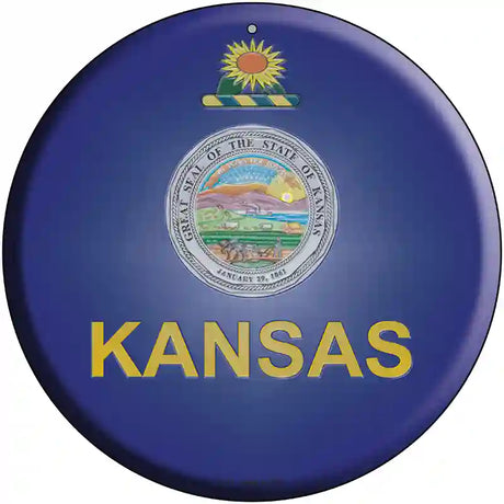 Kansas State Flag Metal Circular Sign 12" (C)