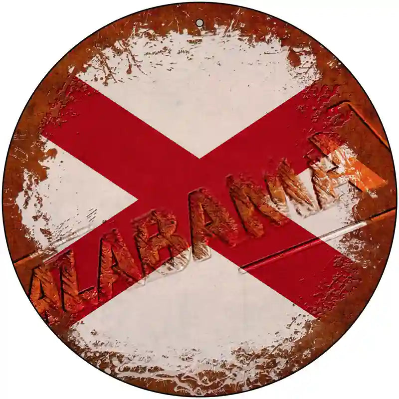 Alabama Rusty Stamped Novelty Metal Circular Sign 12" (C)