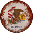 Illinois Rusty Stamped Novelty Metal Circular Sign 12" (C)