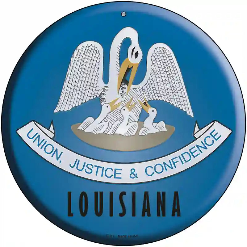 Louisiana State Flag Metal Circular Sign 12" (C)