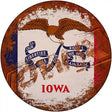 Iowa Rusty Stamped Novelty Metal Circular Sign 12" (C)