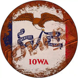 Iowa Rusty Stamped Novelty Metal Circular Sign 12" (C)