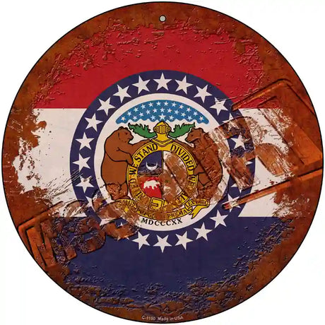 Missouri Rusty Stamped Novelty Metal Circular Sign 12" (C)