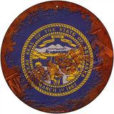 Nebraska Rusty Stamped Novelty Metal Circular Sign 12" (C)