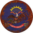 North Dakota Rusty Stamped Novelty Metal Circular Sign 12" (C)