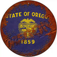 Oregon Rusty Stamped Novelty Metal Circular Sign 12" (C)