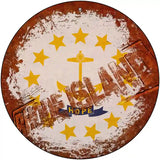 Rhode Island Rusty Stamped Novelty Metal Circular Sign 12" (C)