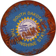 South Dakota Rusty Stamped Novelty Metal Circular Sign 12" (C)