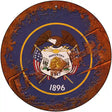 Utah Rusty Stamped Novelty Metal Circular Sign 12" (C)