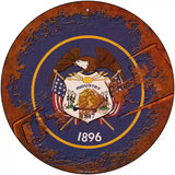 Utah Rusty Stamped Novelty Metal Circular Sign 12" (C)