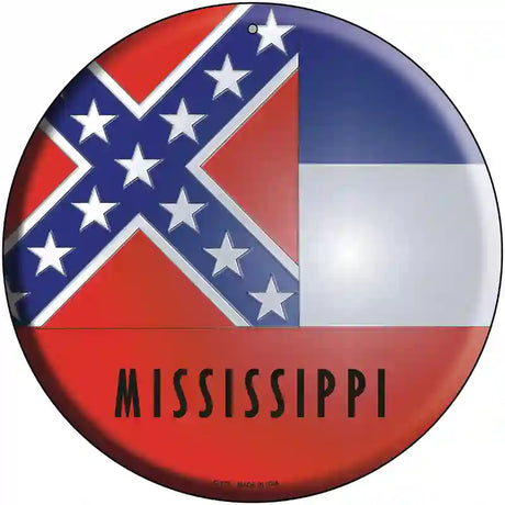 Mississippi State Flag Metal Circular Sign 12" (C)