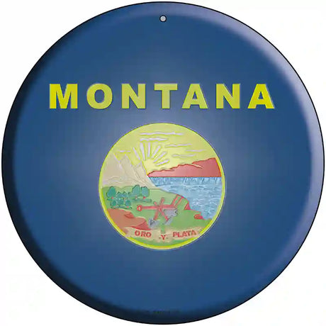 Montana State Flag Metal Circular Sign 12" (C)