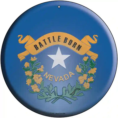 Nevada State Flag Metal Circular Sign 12" (C)