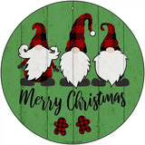 Merry Christmas Gnomes Novelty Metal Circular Sign 12" (C)