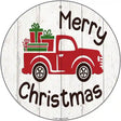 Merry Christmas Present Truck Novelty Metal Circular Sign 12" (C)