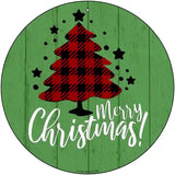 Merry Christmas With Tree Novelty Metal Circular Sign 12" (C)