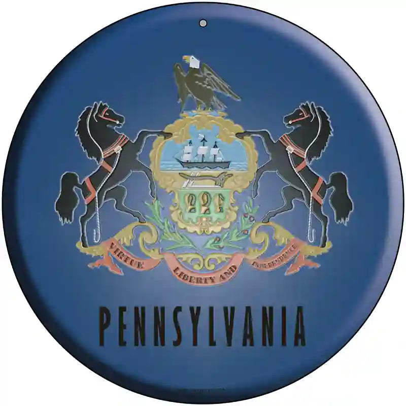 Pennsylvania Flag Metal Circular Sign 12" (C)