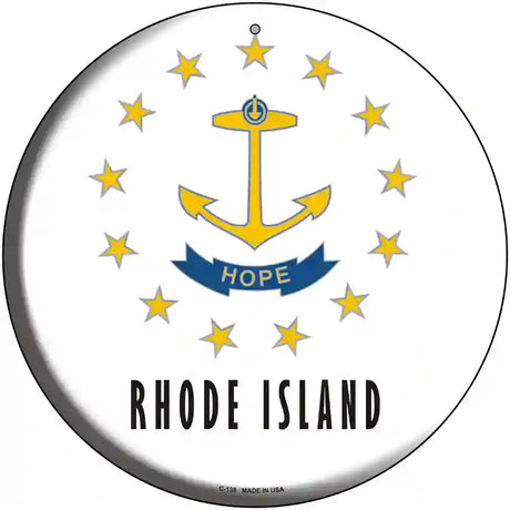 Rhode Island State Flag Metal Circular Sign 12" (C)