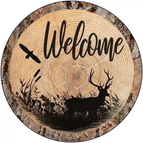 Welcome Elk Novelty Metal Circular Sign 12" (C)