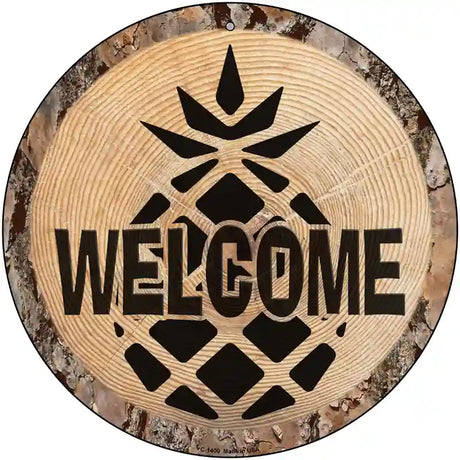 Welcome Pineapple Novelty Metal Circular Sign 12" (C)