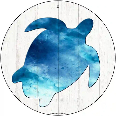 Seaturtle Silhouette Novelty Metal Circular Sign 12" (C)