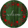 Welcome Wreath Novelty Metal Circular Sign 12" (C)