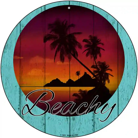 Beachy Sunset Novelty Metal Circular Sign 12" (C)