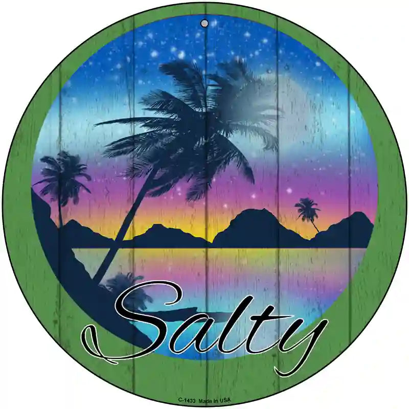 Salty Beach Scene Novelty Metal Circular Sign 12" (C)