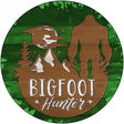 Bigfoot Hunter Shilouette Novelty Metal Circular Sign 12" (C)