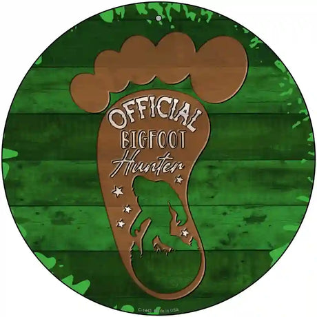 Bigfoot Hunter Footprint Novelty Metal Circular Sign 12" (C)