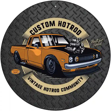 Custom Orange Hotrod Novelty Metal Circular Sign 12" (C)