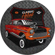 Lifted Orange Hotrod Novelty Metal Circular Sign 12" (C)