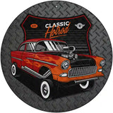 Lifted Orange Hotrod Novelty Metal Circular Sign 12" (C)