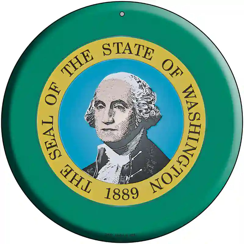 Washington State Flag Metal Circular Sign 12" (C)