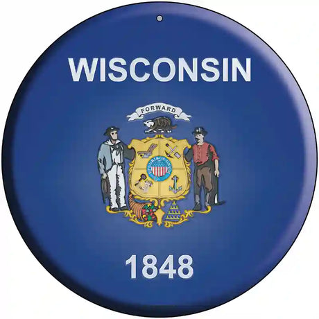 Wisconsin State Flag Metal Circular Sign 12" (C)