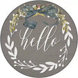 Hello Wreath Novelty Metal Circle Sign 12" (C)