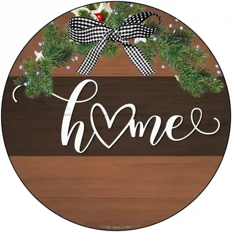 Home Bow Wreath Novelty Metal Circle Sign 12" (C)