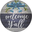 Welcome Yall Bow Wreath Novelty Metal Circle Sign 12" (C)