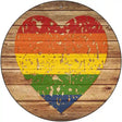 Distressed Heart Rainbow Novelty Metal Circle Sign 12" (C)