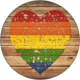 Distressed Heart Rainbow Novelty Metal Circle Sign 12" (C)