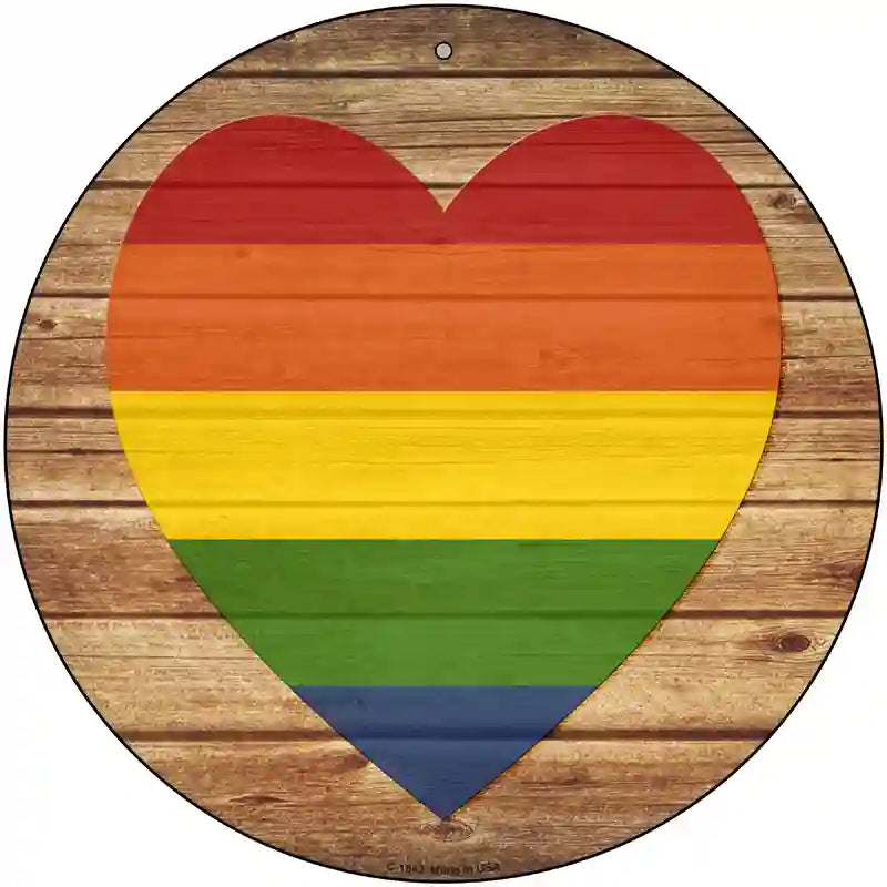 Heart Rainbow Novelty Metal Circle Sign 12" (C)