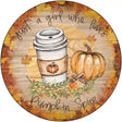 Pumpkin and Latte Novelty Metal Circle Sign 12" (C)