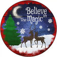 Believe in Magic Reindeer Novelty Metal Circle Sign 12" (C)